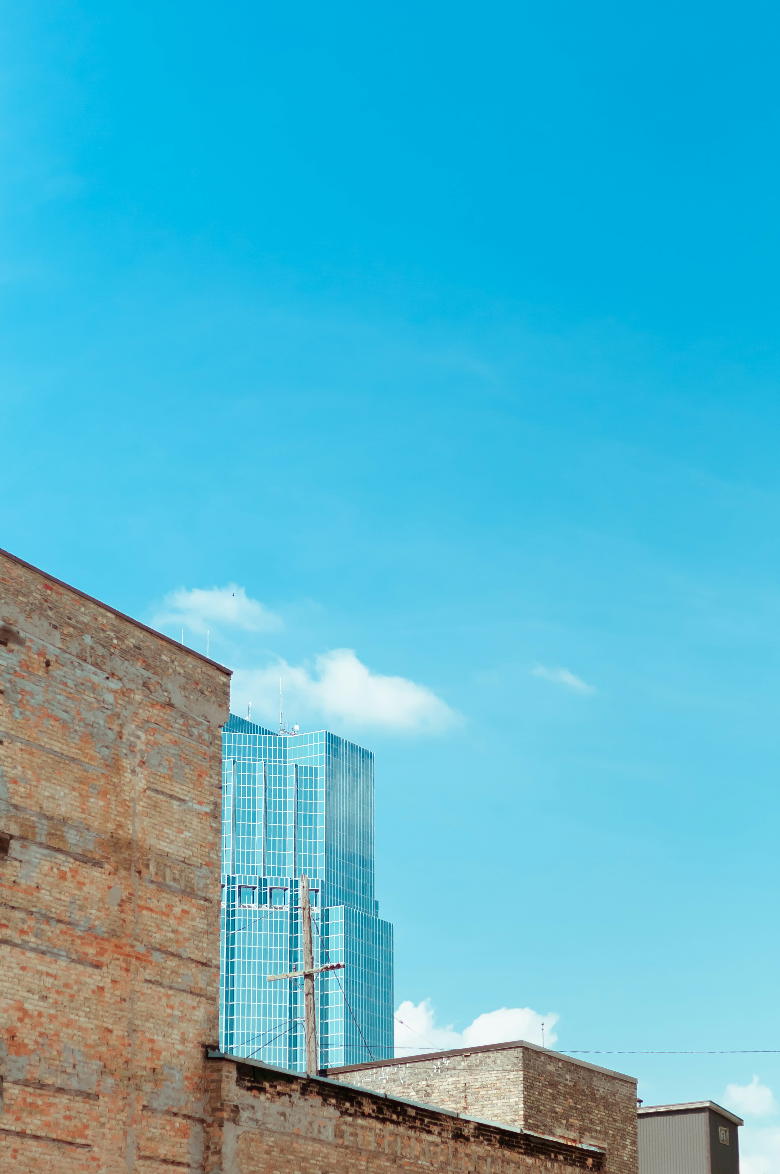 landscape photography of blue high rise building